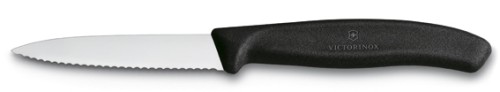 Victorinox Gemüsemesser SwissClassic, Mittelspitz, Wellenschliff, 8 cm, schwarz