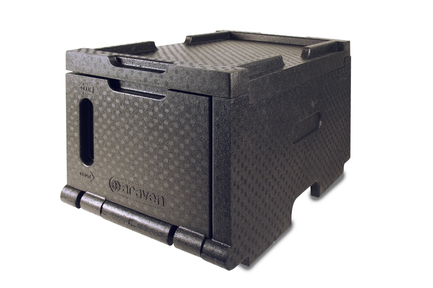 ARAVEN Behälter isothermisch und für GN 1/1 Behälter geeignet, mit 48 Liter Füllvermögen in schwarzer Farbe