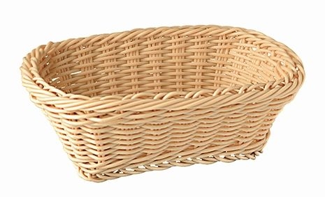 Tisch- und Buffetkorb, eckig 23 x 17 cm, H: 8 cm Rattan / Polypropylen Polypropylen, hellbeige -ECONOMIC-