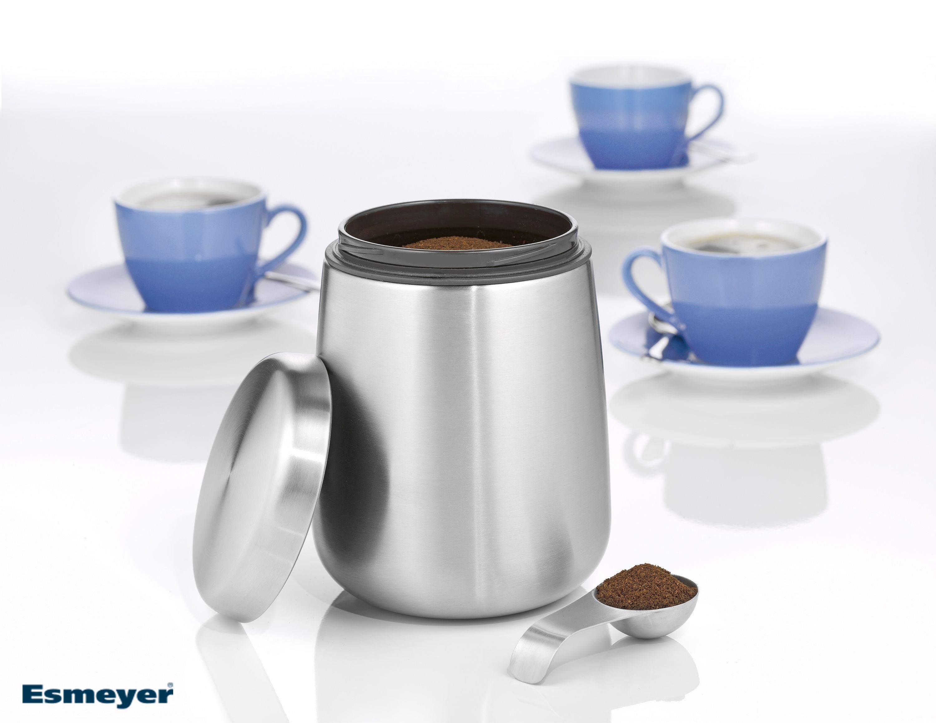 Vorratsdose AVIGNON, aus Edelstahl 18/10, Edelstahl mattiert, Maße: Höhe ca. 16,5 cm, Durchmesser ca. 11,5 cm.