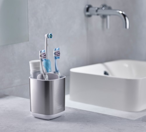 Joseph Joseph EasyStore Zahnbürsten-Caddy Edelstahl - Weiß