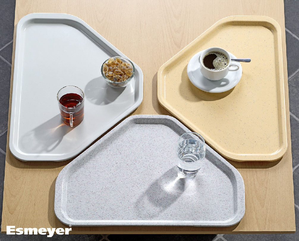 Tablett EASY Trapezform, Farbe: granitgrau, aus glasfaserverstärktem Polyesterharz, spülmaschinenfest