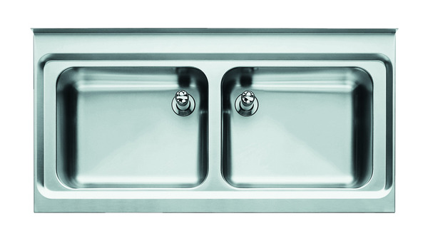 BLANCO Spültischabdeckung Z, zwei Becken, keine Rillenfläche, aus Edelstahl, gem. DIN 18861, Randhöhe: 50 mm, rückseitiges Stehbord: 50 mm