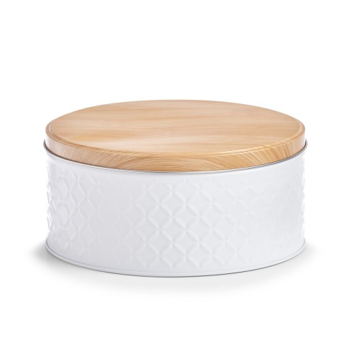 Dose, Metall, Ø20x9,3 cm. Farbe: weiß. Fassungsvermögen: 2000 ml. Das modernde Design macht diese Vorratsdose zu einem echten