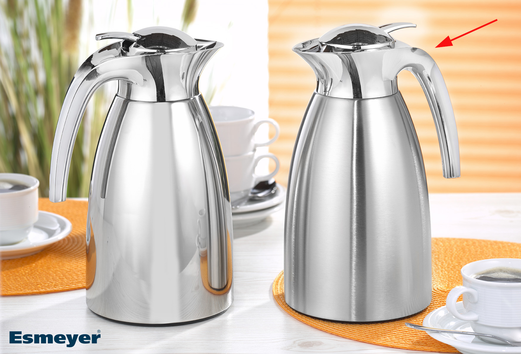 Helios Isolierkanne SPOTLIGHT, Inhalt: 1,0 Liter, Stahlmantel matt, Vakuum-Stabilglas-Einsatz, Einhandbedienung,