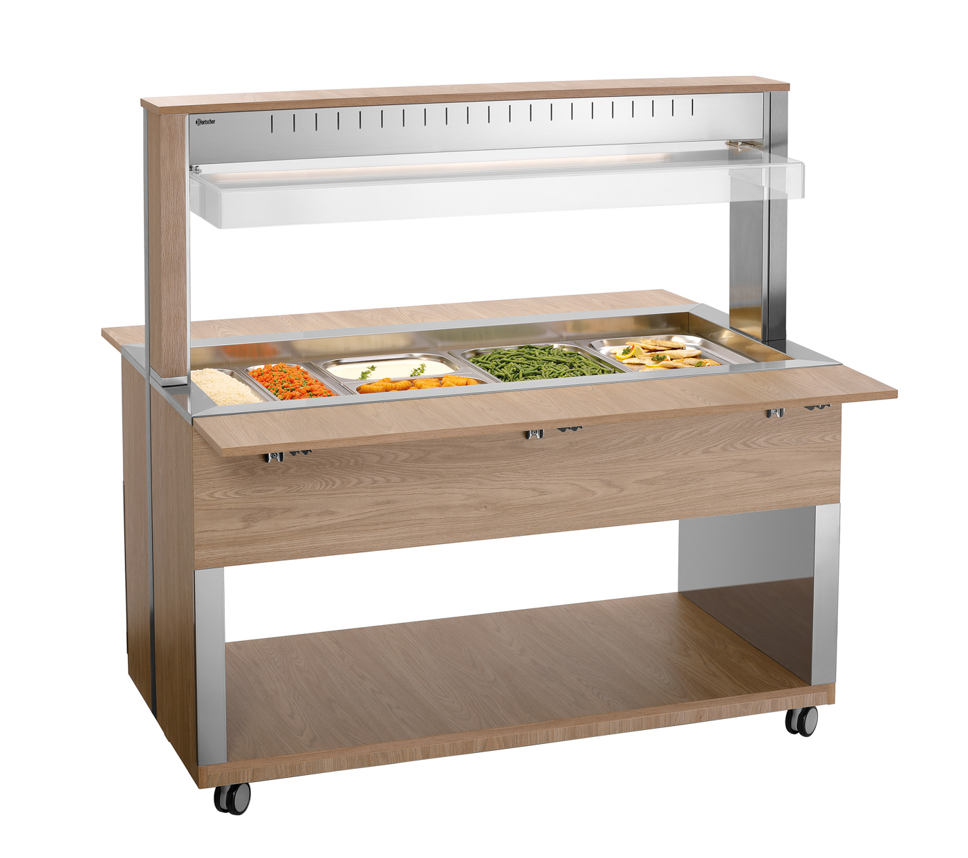 Bartscher Buffetwagen W4110-200U |Temperaturbereich von: 30 °C | Maße: 149,5 x 125x 152,0 cm. Gewicht: 133,5 kg