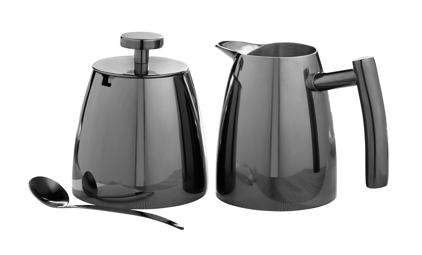 Milch- und Zuckerset CAMBRIDGE, mit PVD-Beschichtung, Farbe: schwarz. aus 18/10 Edelstahl, poliert.