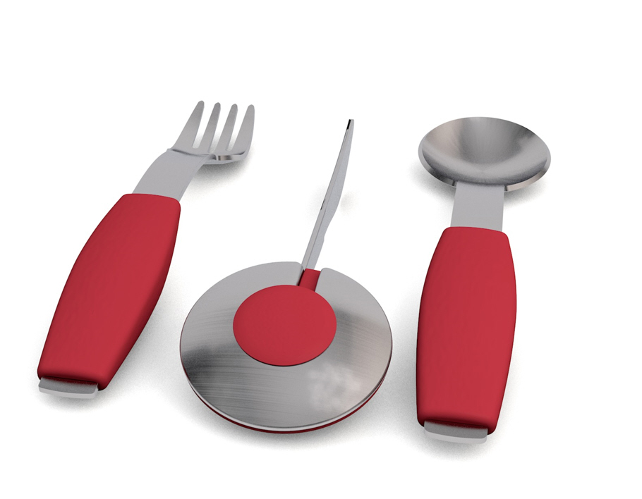 Ornamin Besteck-Set der Serie 900 mit rotem Griffkissen