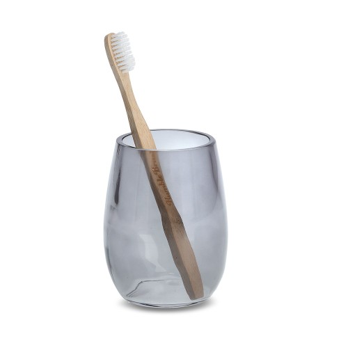 Zahnputzbecher "Modern Black", Glas, schwarz / Maße: Ø 8,5x11 cm