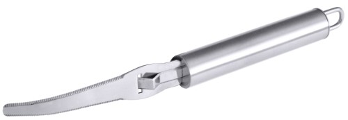 Zitrusfruchtmesser mit Ziselierhaken Serie POLARIS, mit seidenmatt poliertem Griff aus Edelstahl 18/10, leicht gebogene Klinge aus