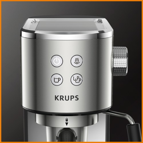 KRUPS Virtuoso Espresso Siebträgermaschine, schlankes und kompaktes Design im Edelstahl-Look, Kaffee- und Cappuccino-Maschine, rasche