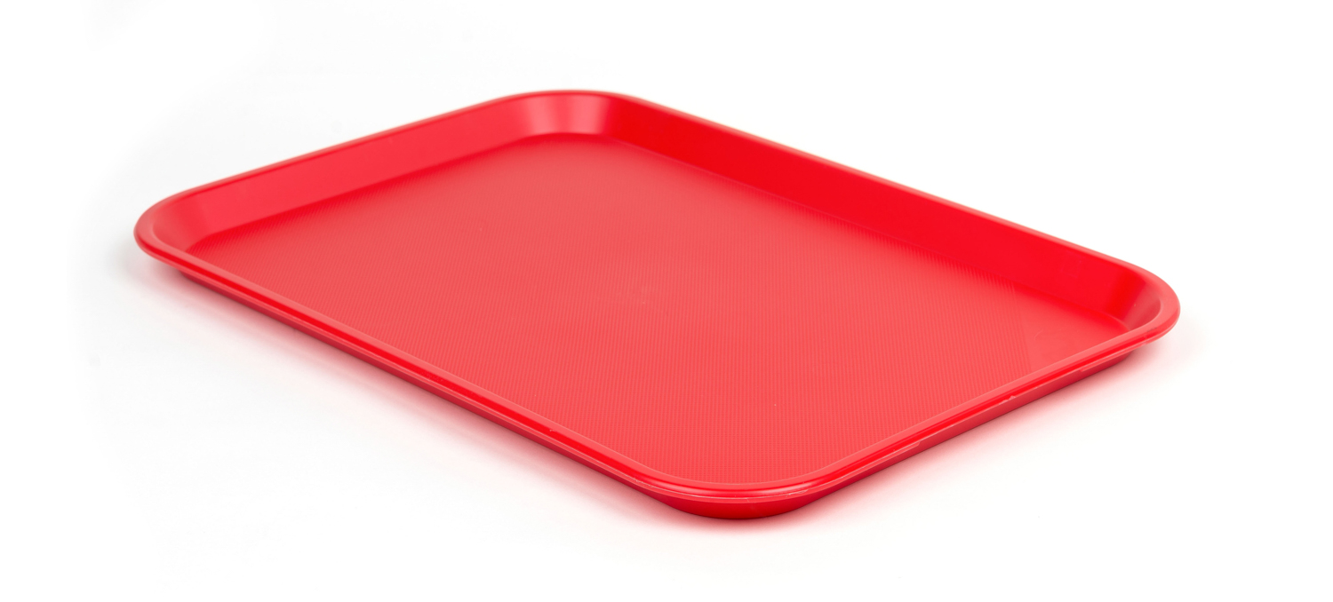 ARAVEN Fast Food-Tablett 458x355mm aus Polypropylen zum Servieren von Speisen, rot