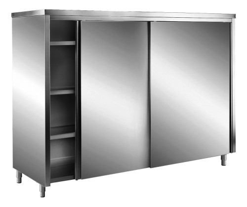 SARO Edelstahl-Lagerschrank mit Schiebetüren AISI 304, Flachdach, 1000x600 mm Made in Europe - Hergestellt aus AISI 304 - 2 Schiebetüren -