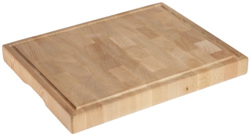 Holzschneidblock GN 1/1 gefertigt aus besonders robustem, lebensmittelgerecht geöltem 5 cm starkem Buchen-Stirnholz, mit Saftrinne und