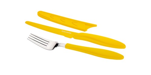 Antihaftbeschichtetes Tafelmesser und Gabel PRESTO TONE, gelb