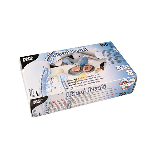 100 Handschuhe, Nitril puderfrei blau "Food Profi" Größe L von PAPSTAR