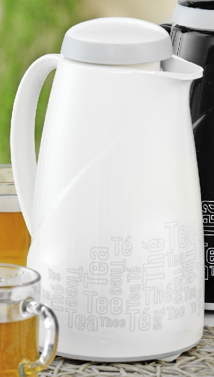 Helios Isolierkanne Wave TEATIME, Inhalt: 1,0 Liter, Farbe: weiss, mit Aufdruck >>Tee