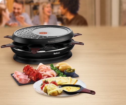 Tefal Raclette Store'In [Raclette, Grill und Crêpe; 8 Pfännchen; Verstauen im Gerät; antihaftbeschichtet; spülmaschinengeeignet;