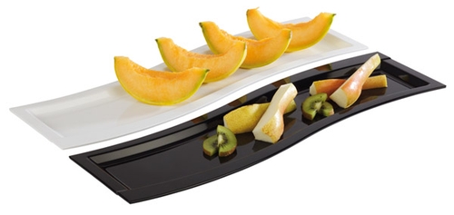 GN 2/4 Tablett -SINUS- 53 x 16,2 cm, H: 2 cm Melamin, weiß spülmaschinengeeignet stapelbar nicht mikrowellengeeignet