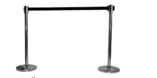 Mebu Absperrständer Naples, verchromt, mit auszieh. Band in schwarz