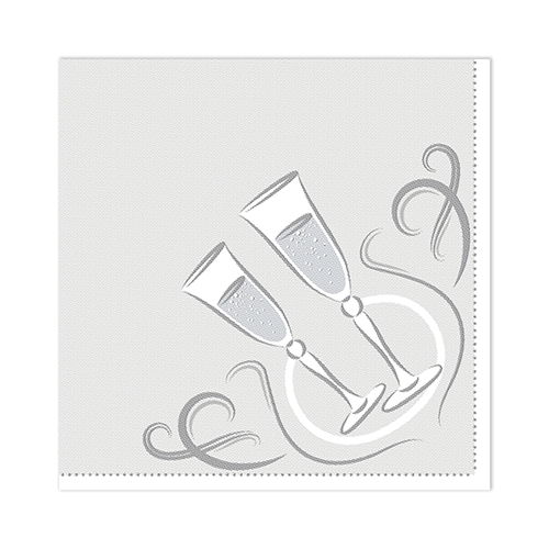 20 Servietten "ROYAL Collection" 1/4-Falz 25 cm x 25 cm silber "Festive Moments" von PAPSTAR