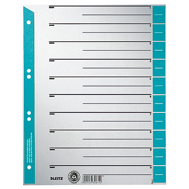 Leitz Trennblatt DIN A4, Überbreite Kraftkarton, recycelt hellblau schwarz 25 St./Pack.