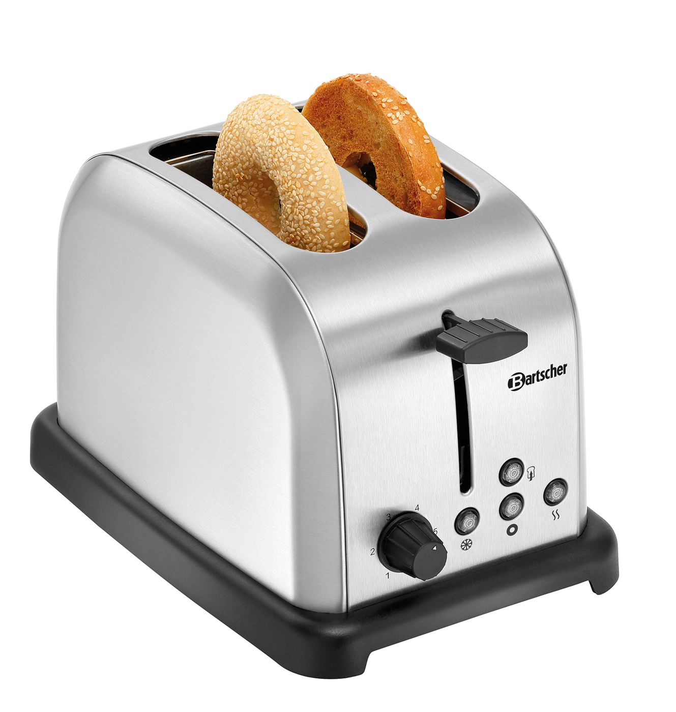 Bartscher Toaster TBRB20 | Kontrollleuchte:Auftauen ,Aufwärmen ,Bagel toasten ,Toasten |Maße: 34 x 21,5 x 22,0 cm.