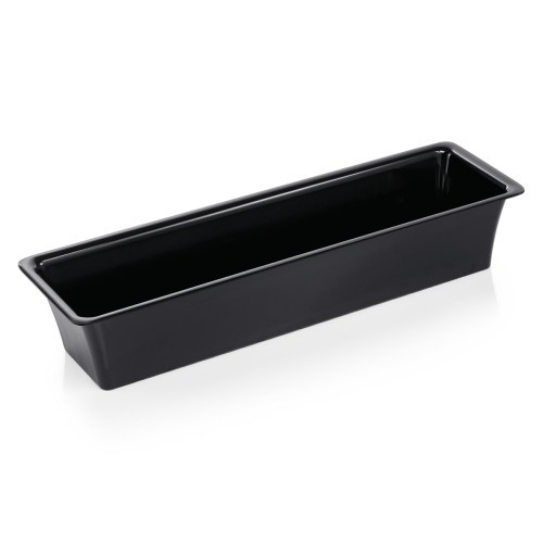 GN 2/4 Behälter, mit glattem Rand. Material: Melamin. Serie: GN 97. Inhalt in Litern: 5,6. Farbe: schwarz. Maße: Höhe: 100 mm