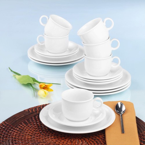 Seltmann Kaffeeservice 18-teilig, rund, Form: Compact, weiss, hohe Kantenschlagfestigkeit, Made in Germany
