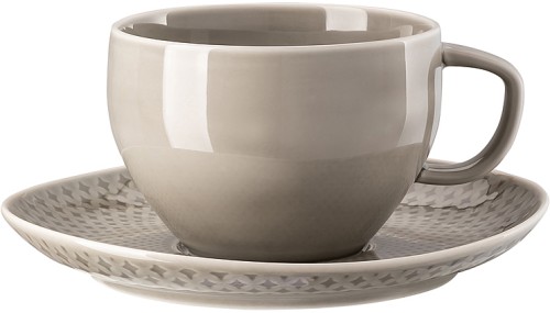 Junto Pearl Grey (grau) von Rosenthal, Cafe au Lait 2-teilig aus Porzellan