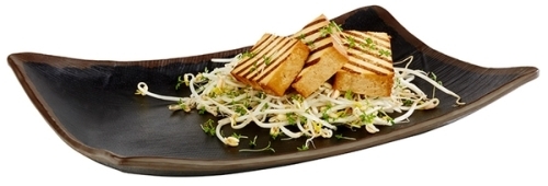 Tablett -MARONE- 32,5 x 23,5 cm, H: 4,5 cm Melamin, schwarz mit braunem Rand spülmaschinengeeignet stapelbar nicht