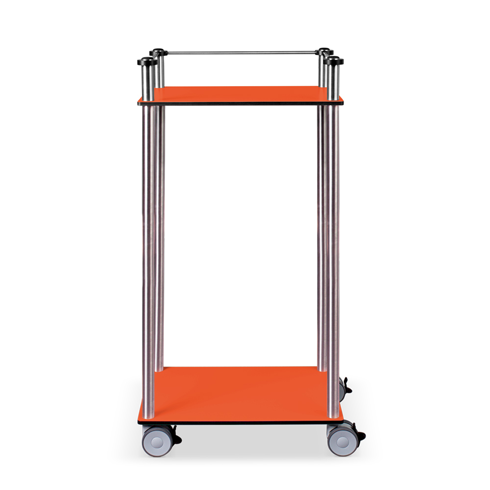 ETHERNASOLID® MULTICART Etagenwagen W12 mit 2 Böden und Reling 3-seitig, orange