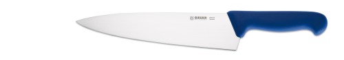 Breites Kochmesser mit 23 cm Klingenlänge, breite Form, blauer Griff, Klinge aus hochwertigem Chrom-Molybdän-Stahl