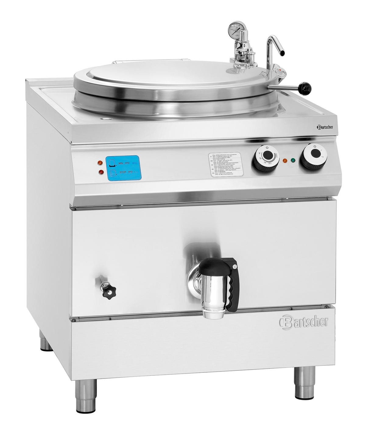 Bartscher Elektro-Kochkessel, 135L |Eigenschaften: Automatische Füllstandskontrolle |Maße: 80 x 90 x 90,0 cm. Gewicht: 145,8 kg