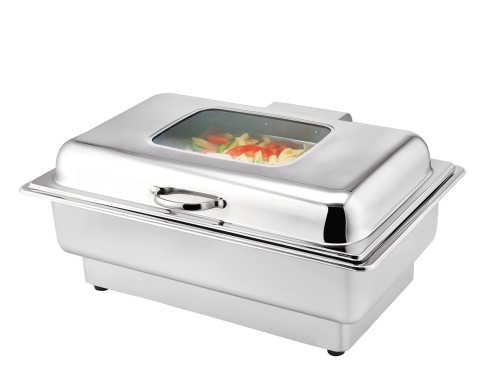 Elektro Chafing Dish. Chromnickelstahl. mit Regelthermostat, GN Behälter 1/1 - 100 mm,