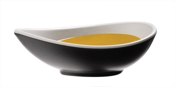 Schale -HALFTONE- 14 x 8 cm, H: 4,5 cm Melamin innen: weiß außen: schwarz 0,1 Liter spülmaschinengeeignet stapelbar nicht