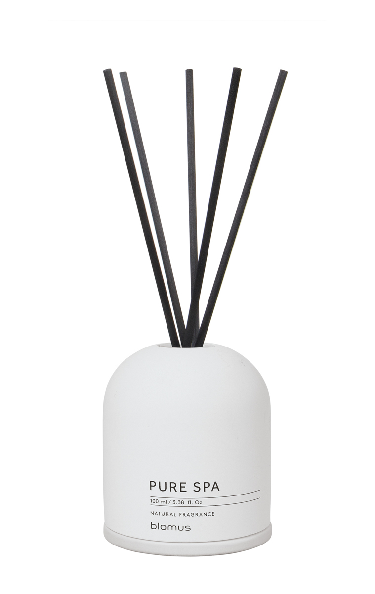 Raumduft Set -FRAGA- Lily White, Duft: French Cotton, Ø 9 cm. Material: Beton, Glas farbig, Kunststoff. Von Blomus.