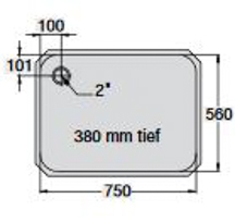 BLANCO Einschweißbecken, Auslaufprägung links, ohne Bodengefälle, Beckenmaße 750 x 560 x 380 mm
