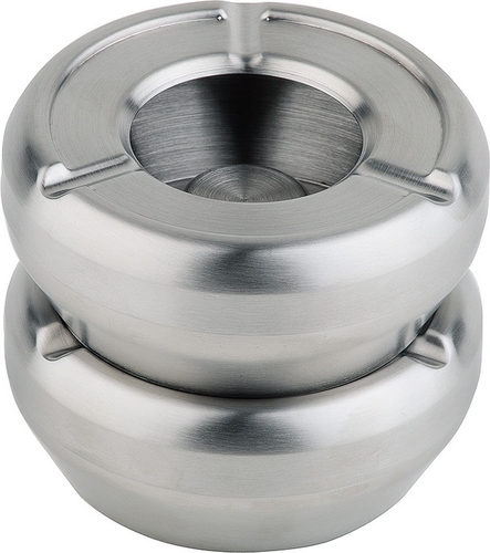 Aschenbecher Ø 10 cm, H: 4,5 cm Edelstahl, matt poliert mit Windschutzdeckel spülmaschinengeeignet stapelbar