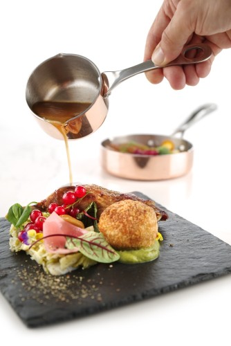 HENDI Miniatur Kasserolle mit Ausgießer - Maße: ø75x(H)40 mm