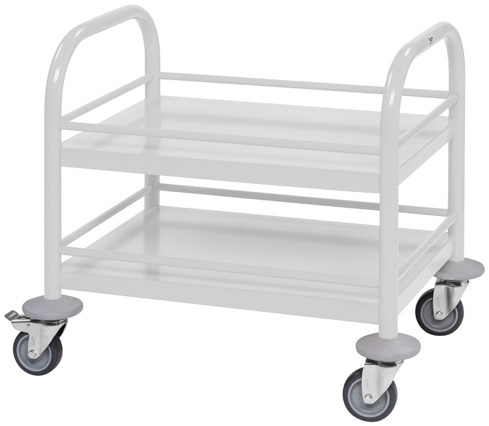 Mini-/ Kinder-Servierwagen TINY mit 2 Böden aus Edelstahl, Weiß 530 x 375 x 550mm, Traglast 80kg