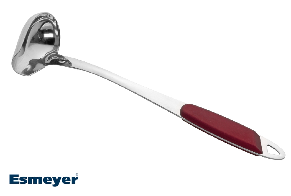 Saucenlöffel TOLEDO, bordeaux-rot, Edelstahl 18/0, 2,5 mm dick, hochglanzpoliert, mit Kunststoff-Griffschalen, auf Hängekarte