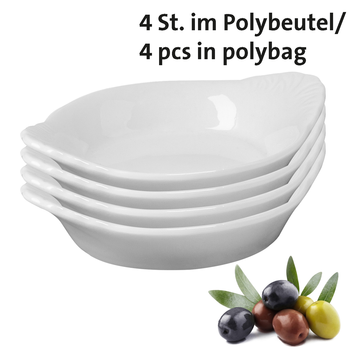 4 Keramikschälchen »Tapas + Friends«, Tropfenform, 8,5 x 7 x 2 cm