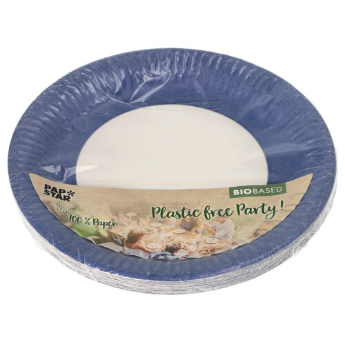 20 Teller, Pappe rund Ø 23 cm dunkelblau von PAPSTAR