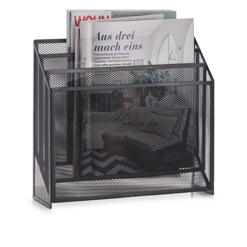 Zeitungsständer, Mesh; pulverbeschichteter kaltgewalzter Stahl, 32x9x29,5 cm. Farbe: anthrazit. Ordentlich verstaut - ob Magazine oder