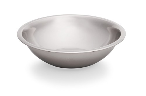 Schüssel. Chromnickelstahl. bauchige Form, mit bordiertem Rand.