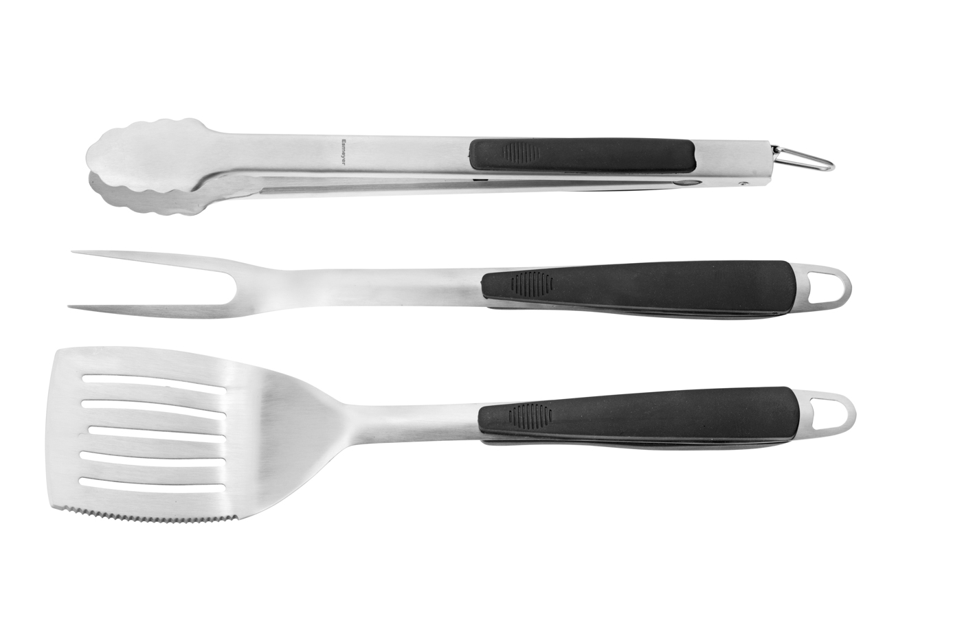 Grillbesteck / BBQ Set TEXAS, 3-teilig inkl. Tasche. Enhält Pfannenwender Gabel und Grillzange. Edelstahl 18/0 und Kunststoffgriff.