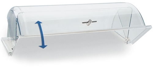 Rolltop-Haube GN 1/1 53 x 32,5 cm, H: 19 cm Polycarbonat vergoldeter Kreuzgriff passend für alle GN 1/1 leichtgängig auf- und