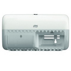Tork ELEVATION Standard-Toilettenpapierspender T4 Geeignet für 2 Kleinrollen, abschließbar. Farbe: weiß