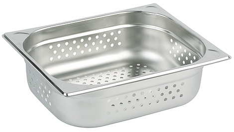 GN 1/2 Behälter, perforiert 32,5 x 26,5 cm, Tiefe: 100 mm Edelstahl, 6,5 Liter (Boden- und Seitenlochung)